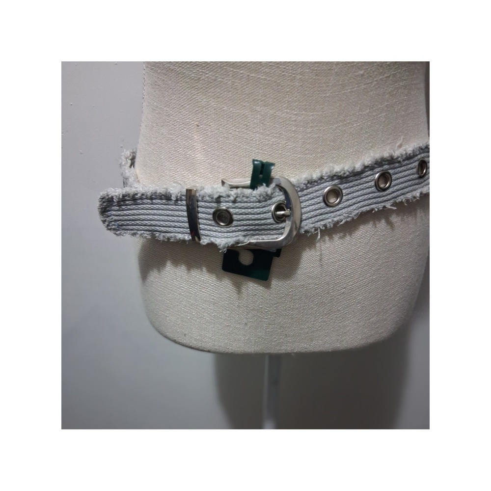 Distressed Light Blue Canvas Grommet Belt Frayed Edge Y2K Streetwear Size Smal